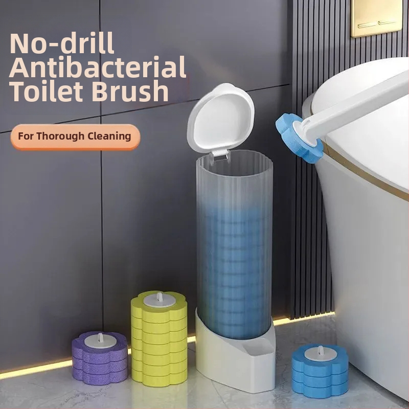 Egyszer használatos WC-kefe készlet, falra szerelhető, mosható, antibakteriális fejűek (24/48/72), illatok: citrom, levendula, óceán