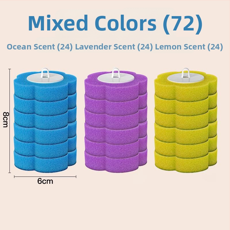 Egyszer használatos WC-kefe készlet, falra szerelhető, mosható, antibakteriális fejűek (24/48/72), illatok: citrom, levendula, óceán