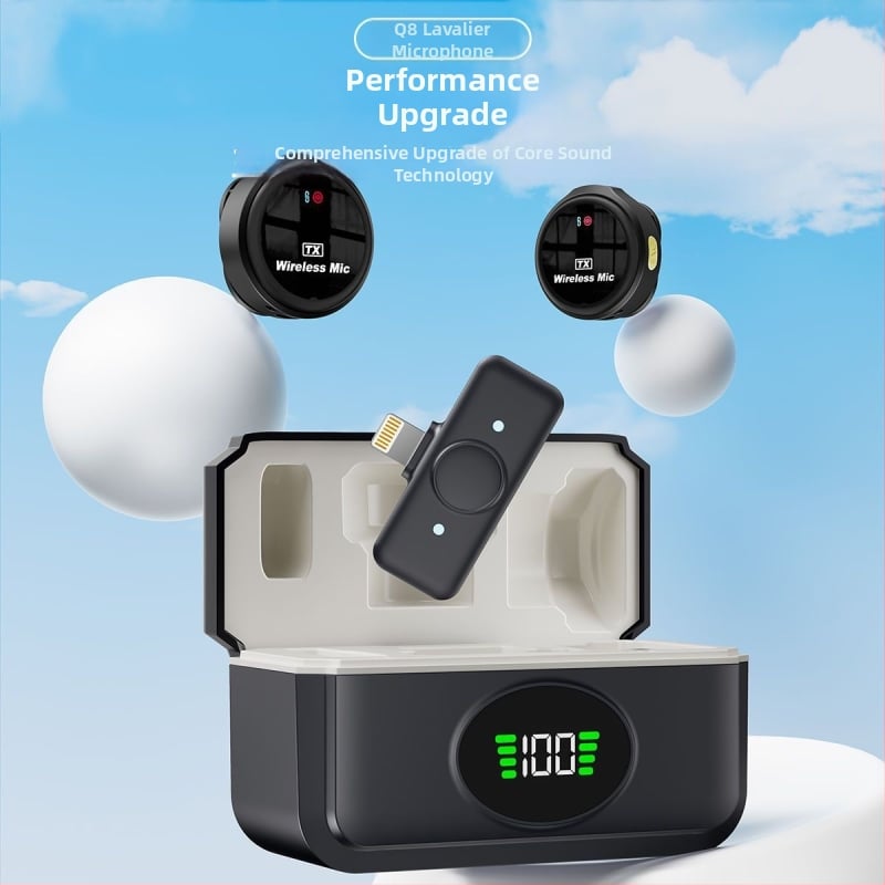 Λαβάλιερ μικρόφωνο για επαγγελματική εγγραφή και ζωντανή μετάδοση — Μοντέλο Q8, ενσωματωμένη μπαταρία 300–500 mAh, αυτονομία 3–6 ωρών, εύρος συχνοτήτων 20 Hz–20 kHz, SNR ≥70 dB
