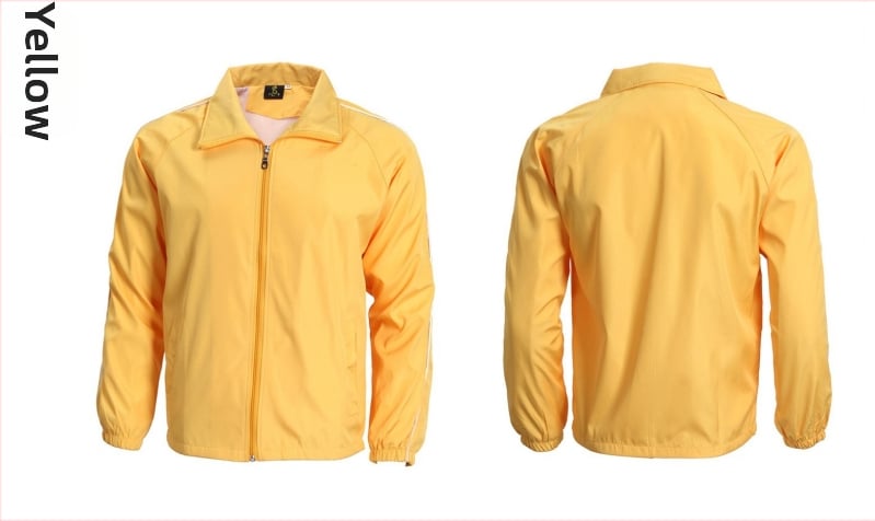 Palton tip windbreaker de lucru – stil lejer, lungime lungă, guler rever, închidere cu fermoar, țesătură densă