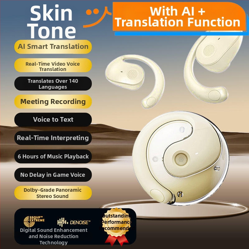 Bluetooth slušalice za prijevod s AI prijevodom, stvarno vrijeme simultani prijevod, koštna kondukcija, vodootporne