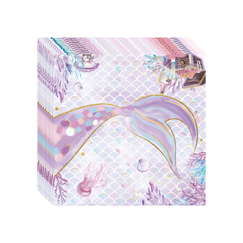 Set de veselă pentru sirene, temă oceanică – de unică folosință: farfurii, pahare și șervețele (Material: Hârtie; Categorie: veselă de hârtie; Produs: accesorii pentru aranjarea spațiului)