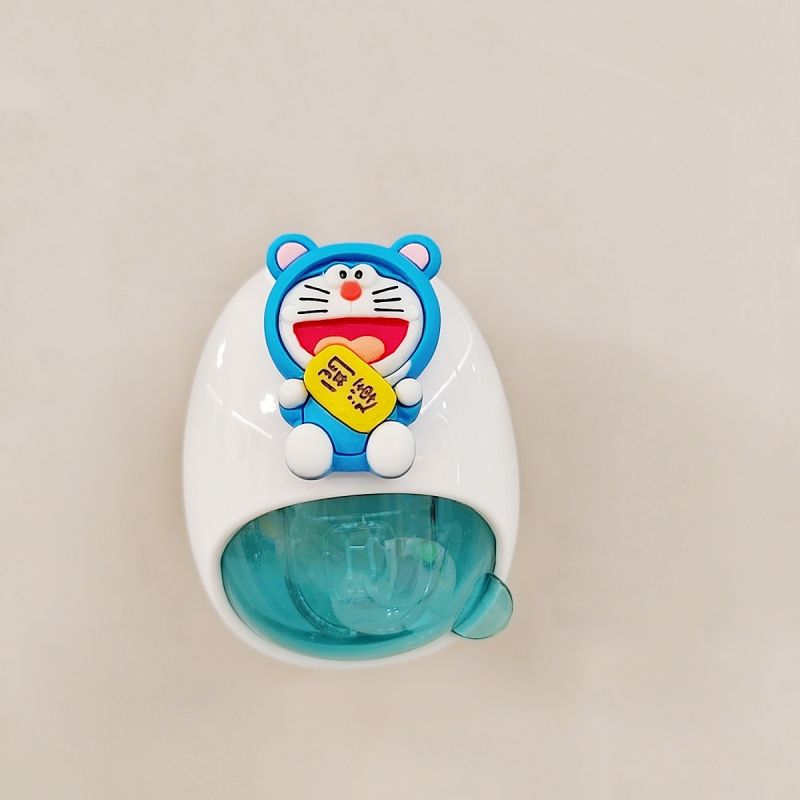 Distribuitor de pastă de dinți pentru copii și raft de depozitare – design desen animat, utilizare universală, montaj fără găuri