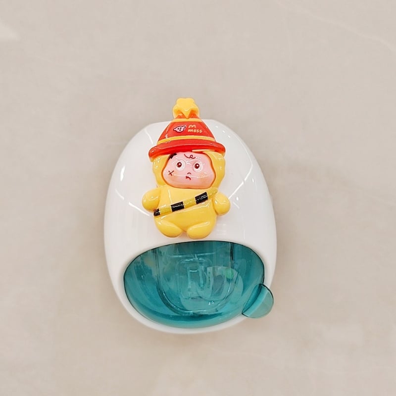 Distribuitor de pastă de dinți pentru copii și raft de depozitare – design desen animat, utilizare universală, montaj fără găuri