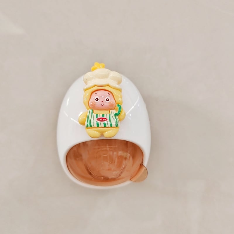 Distribuitor de pastă de dinți pentru copii și raft de depozitare – design desen animat, utilizare universală, montaj fără găuri