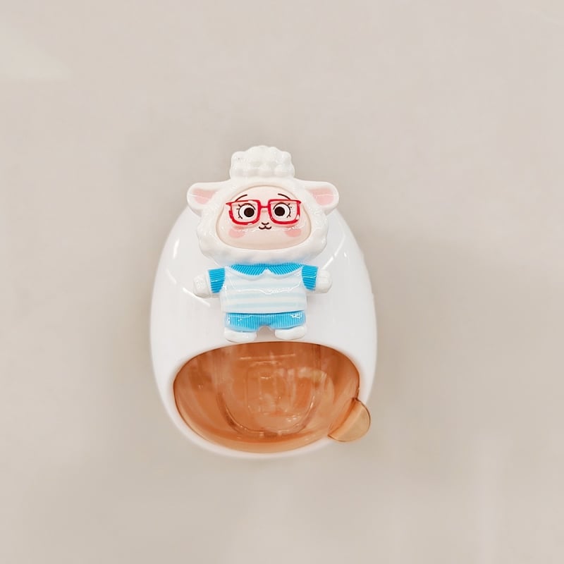 Distribuitor de pastă de dinți pentru copii și raft de depozitare – design desen animat, utilizare universală, montaj fără găuri