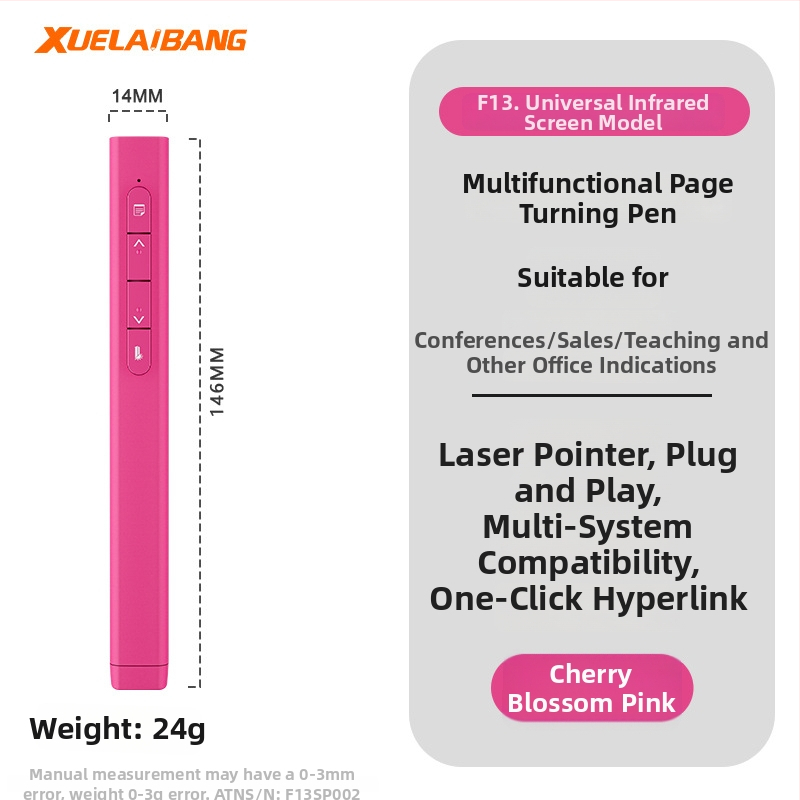 Shelleypen laserska olovka za prebacivanje stranica za prezentacije, ABS+PC kućište, specifikacija F13, mogućnost ispisa logotipa.