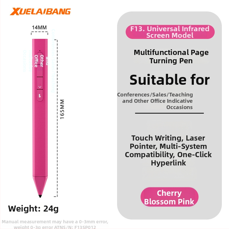 Shelleypen laserska olovka za prebacivanje stranica za prezentacije, ABS+PC kućište, specifikacija F13, mogućnost ispisa logotipa.