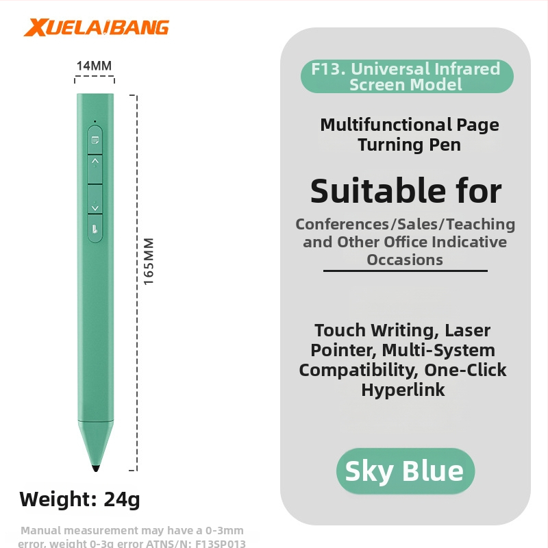 Shelleypen laserska olovka za prebacivanje stranica za prezentacije, ABS+PC kućište, specifikacija F13, mogućnost ispisa logotipa.