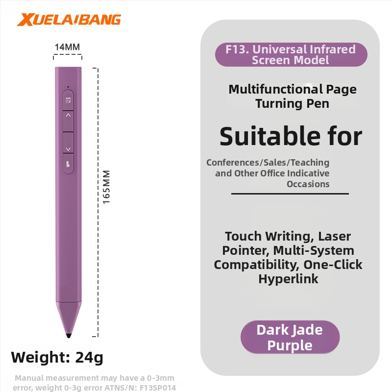 Shelleypen laserska olovka za prebacivanje stranica za prezentacije, ABS+PC kućište, specifikacija F13, mogućnost ispisa logotipa.