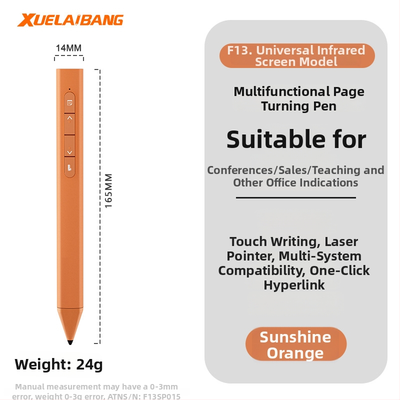 Shelleypen laserska olovka za prebacivanje stranica za prezentacije, ABS+PC kućište, specifikacija F13, mogućnost ispisa logotipa.