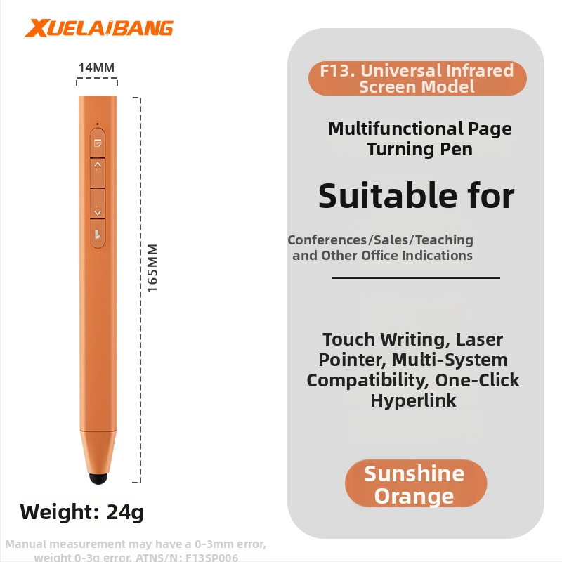 Shelleypen laserska olovka za prebacivanje stranica za prezentacije, ABS+PC kućište, specifikacija F13, mogućnost ispisa logotipa.