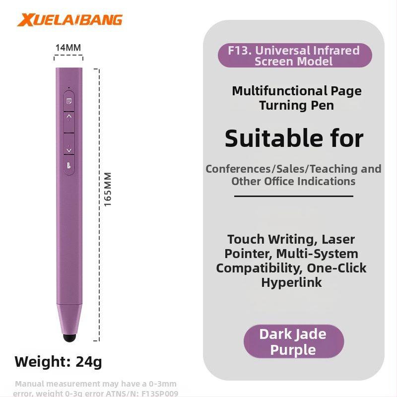 Shelleypen laserska olovka za prebacivanje stranica za prezentacije, ABS+PC kućište, specifikacija F13, mogućnost ispisa logotipa.