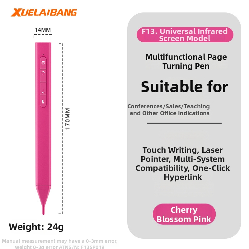 Shelleypen laserska olovka za prebacivanje stranica za prezentacije, ABS+PC kućište, specifikacija F13, mogućnost ispisa logotipa.