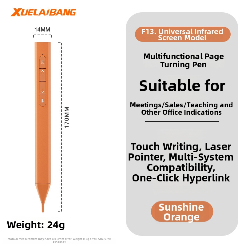 Shelleypen laserska olovka za prebacivanje stranica za prezentacije, ABS+PC kućište, specifikacija F13, mogućnost ispisa logotipa.