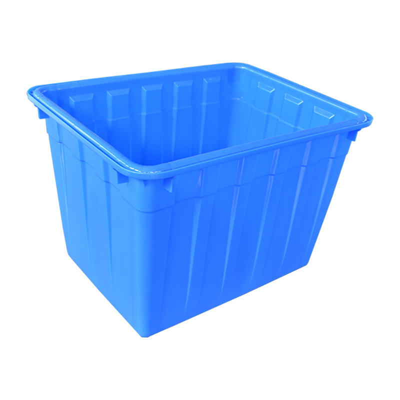 Rezervor de apă din plastic pentru acvacultură, PE, turnare prin injecție, rezistent, compatibil cu capac și cu opțiune de roți; dimensiuni interne 950×720×660 mm; grosime perete 4 mm; sarcină 50 kg; greutate netă 9,8 kg