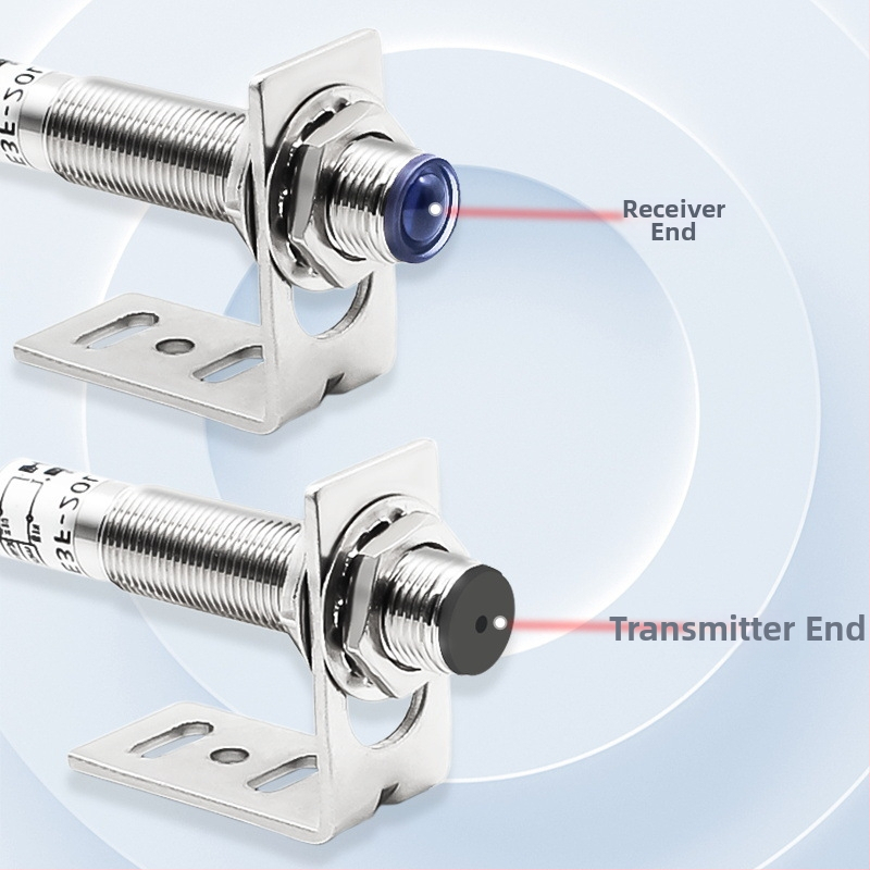 Laserový IR optoelektrický spínač cez lúč, dosah 20 m, 12 V vstup, 1 μs odozva, IP65