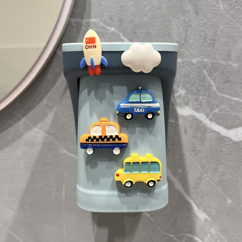 Dječji magnetni zidni držač za čašicu za ispiranje usta i skladištenje četkica i paste za zube, plastični s crtani lik motívom