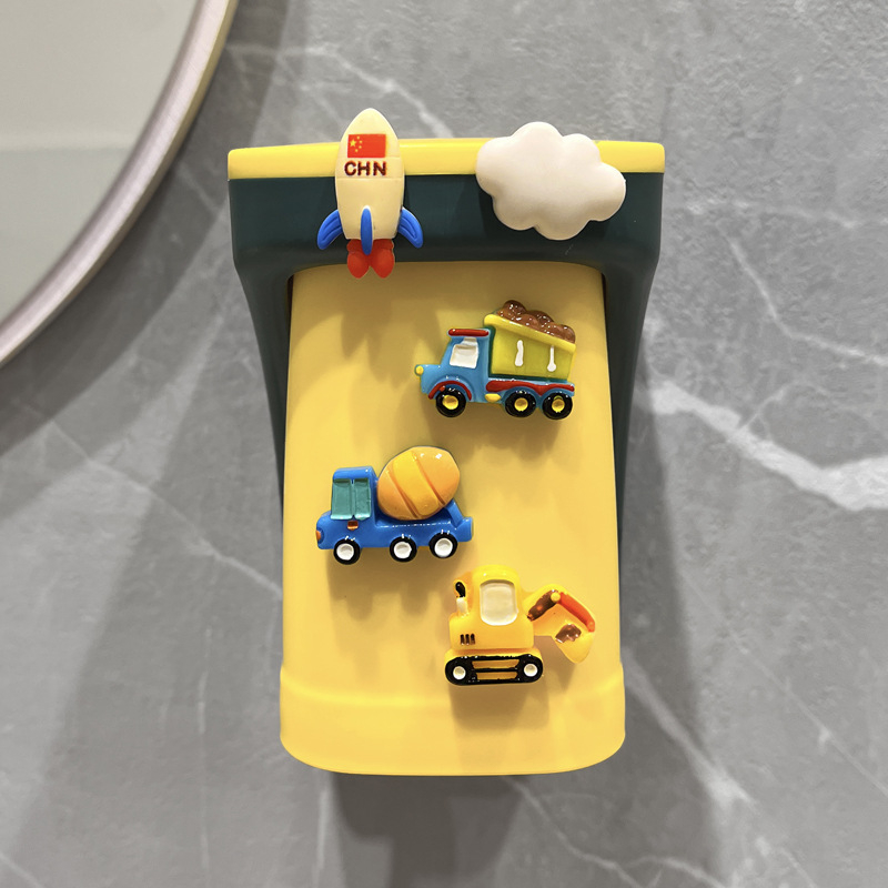 Dječji magnetni zidni držač za čašicu za ispiranje usta i skladištenje četkica i paste za zube, plastični s crtani lik motívom