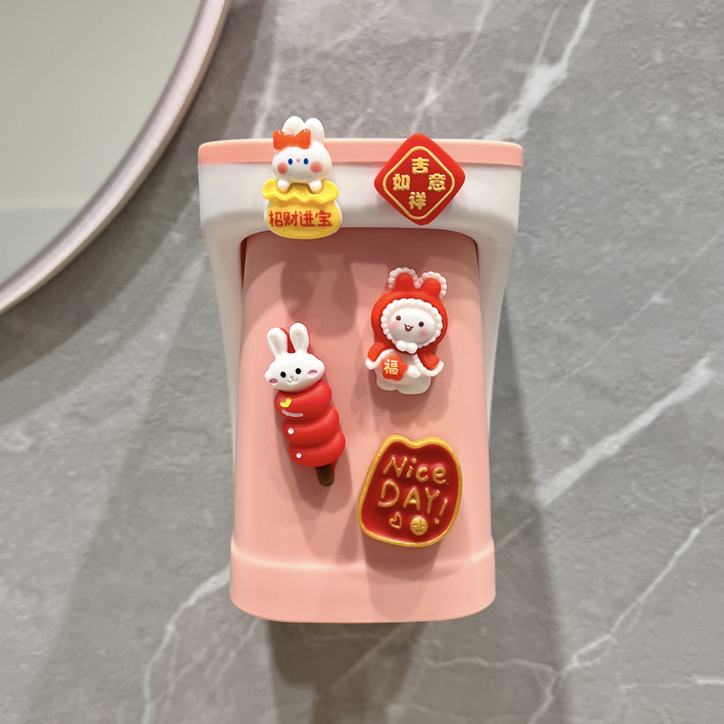 Dječji magnetni zidni držač za čašicu za ispiranje usta i skladištenje četkica i paste za zube, plastični s crtani lik motívom