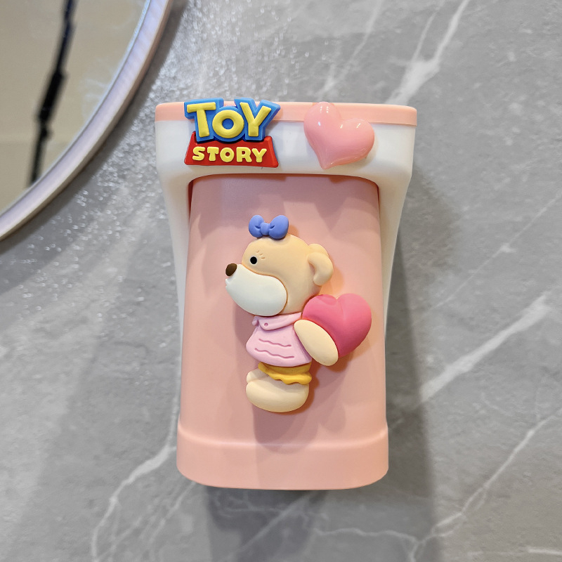 Dječji magnetni zidni držač za čašicu za ispiranje usta i skladištenje četkica i paste za zube, plastični s crtani lik motívom