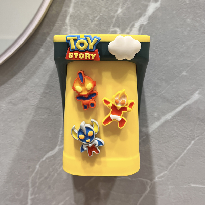 Dječji magnetni zidni držač za čašicu za ispiranje usta i skladištenje četkica i paste za zube, plastični s crtani lik motívom