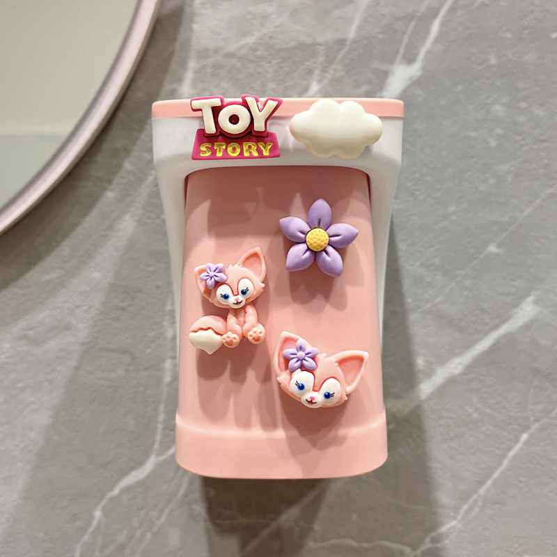 Dječji magnetni zidni držač za čašicu za ispiranje usta i skladištenje četkica i paste za zube, plastični s crtani lik motívom