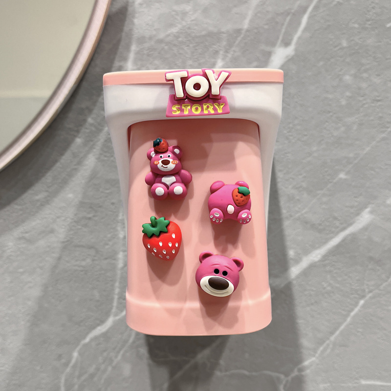 Dječji magnetni zidni držač za čašicu za ispiranje usta i skladištenje četkica i paste za zube, plastični s crtani lik motívom