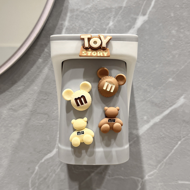 Dječji magnetni zidni držač za čašicu za ispiranje usta i skladištenje četkica i paste za zube, plastični s crtani lik motívom