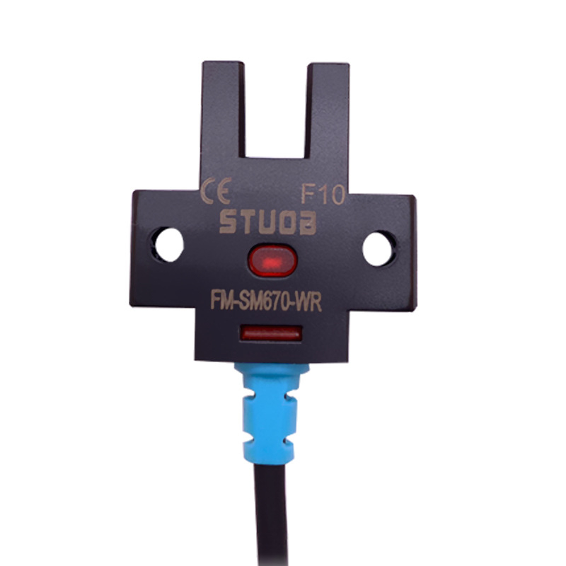 U-alakú fotóelektrikus kapcsoló, áthaladó fény típus, STUOB FM-SM670-WR / FM-SM672-WR / FM-SM674-WR / FM-SM671-WR, észlelési távolság 5 mm