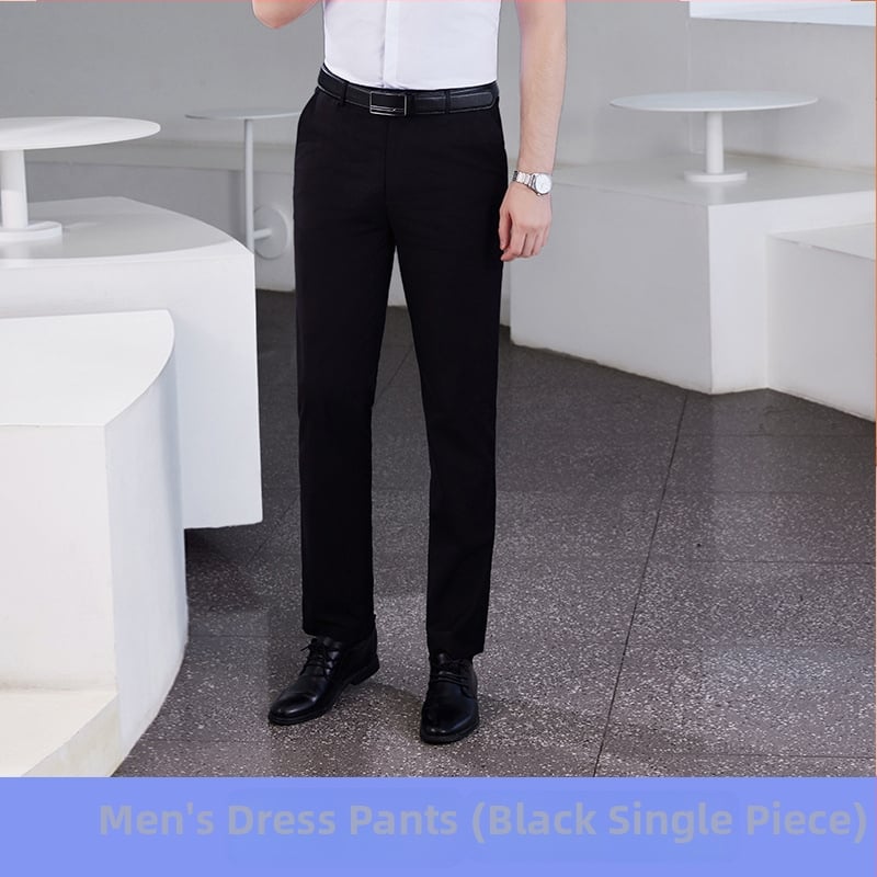 Pantaloni business formali, croială Slim-fit dreaptă, talie medie, 55% poliester în amestec cu fibre chimice, fără călcare