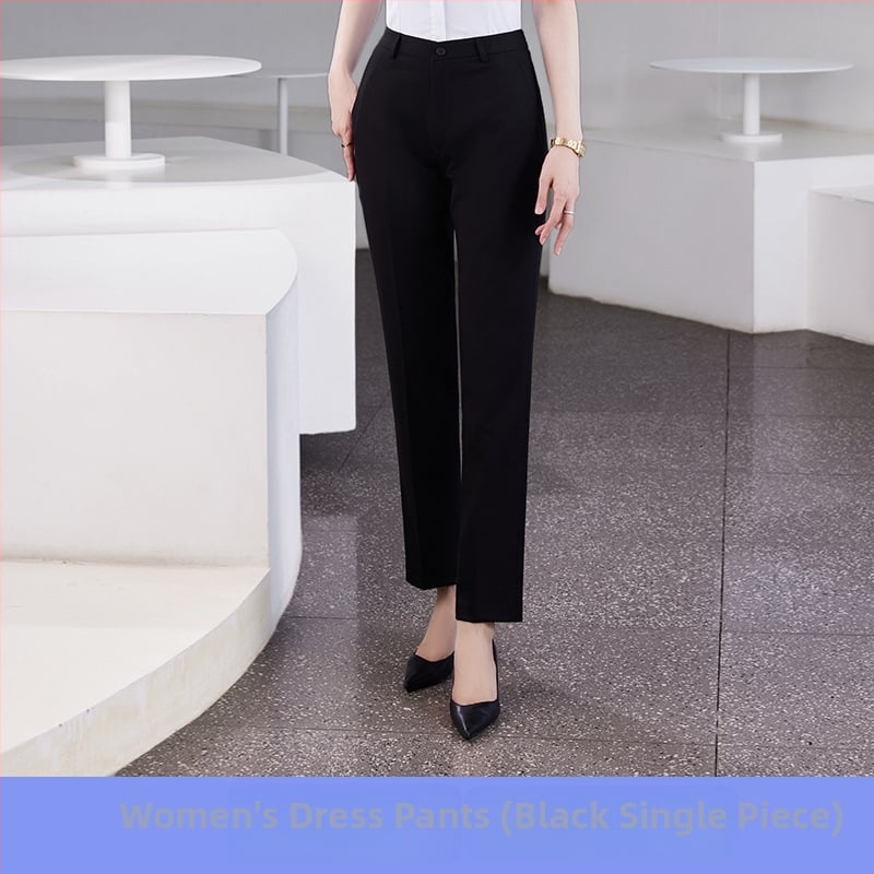 Pantaloni business formali, croială Slim-fit dreaptă, talie medie, 55% poliester în amestec cu fibre chimice, fără călcare