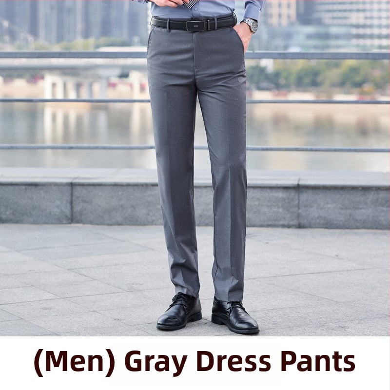 Pantaloni business formali, croială Slim-fit dreaptă, talie medie, 55% poliester în amestec cu fibre chimice, fără călcare