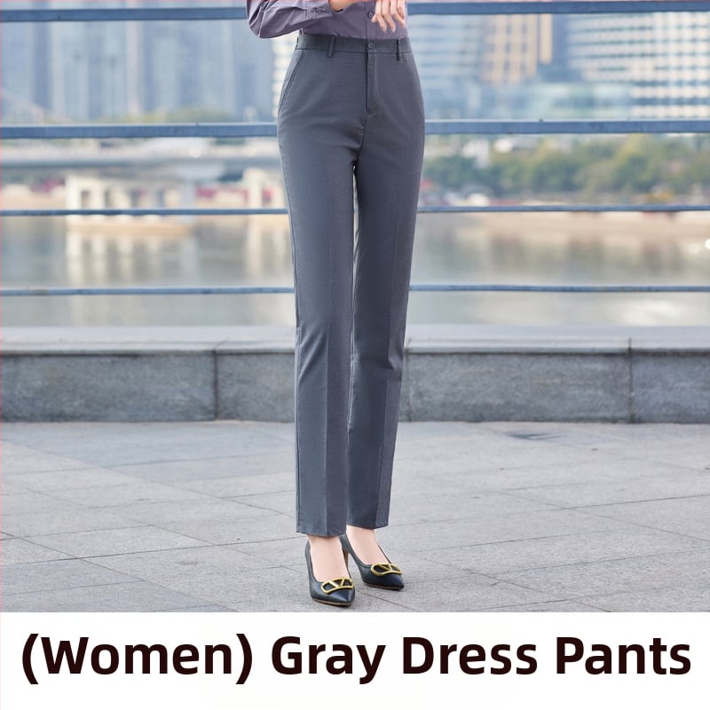 Pantaloni business formali, croială Slim-fit dreaptă, talie medie, 55% poliester în amestec cu fibre chimice, fără călcare