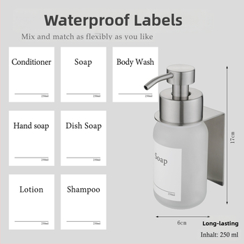 Zidni stakleni dozator tekućine (prazna boca) za šampon, gel za tuširanje i sredstvo za dezinfekciju ruku — luksuzan kupaonski dodatak