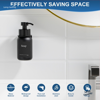 Zidni stakleni dozator tekućine (prazna boca) za šampon, gel za tuširanje i sredstvo za dezinfekciju ruku — luksuzan kupaonski dodatak