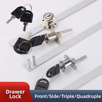 Loud bočna brava za namještaj – trostruki mehanizam zaključavanja ladice uz montažne dodatke, cinkova legura, moderan minimalistički stil