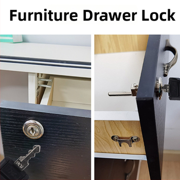 Loud bočna brava za namještaj – trostruki mehanizam zaključavanja ladice uz montažne dodatke, cinkova legura, moderan minimalistički stil