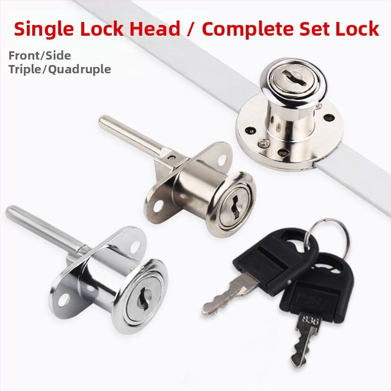 Loud bočna brava za namještaj – trostruki mehanizam zaključavanja ladice uz montažne dodatke, cinkova legura, moderan minimalistički stil