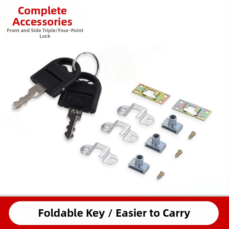 Loud bočna brava za namještaj – trostruki mehanizam zaključavanja ladice uz montažne dodatke, cinkova legura, moderan minimalistički stil