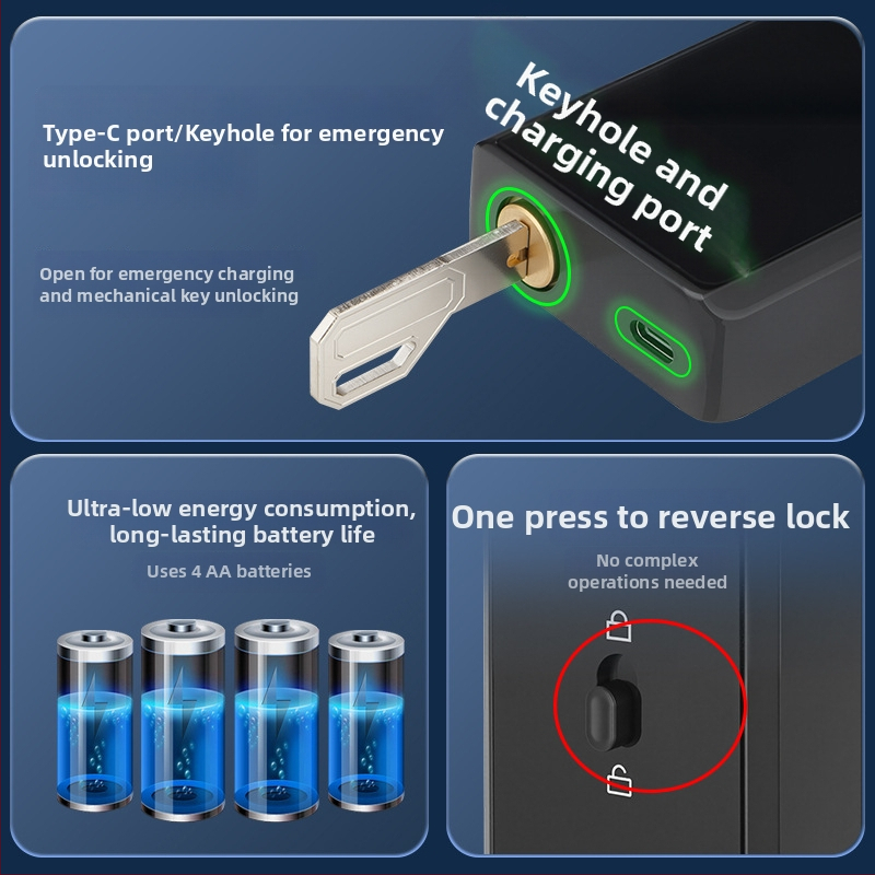 Έξυπνο κλειδί πόρτας εισόδου με δακτυλικό αποτύπωμα και Bluetooth/Wi-Fi έλεγχο μέσω app, μοντέλο D203, 300 αποθηκεύσεις, έως 100000 ξεκλειδώσεις, σάρωση <5 s, DC παροχή