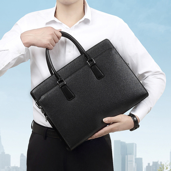 Swarden prava kožna poslovna torba s protivkrađom i poliesterom iznutra