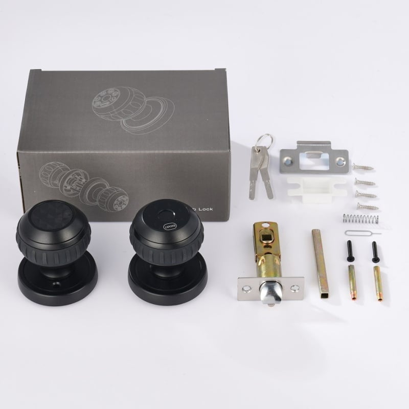 Σφαιρικό έξυπνο κλείδωμα με αποτυπώματα για ξύλινη πόρτα — εσωτερική πρόσβαση με κωδικό και κλειδί, DC τροφοδοσία, μοντέλο 530-DZML, αποθήκευση 15 αποτυπωμάτων, >100000 ανοίγματα, σάρωση σε 0,01 s, -20 έως 60°C