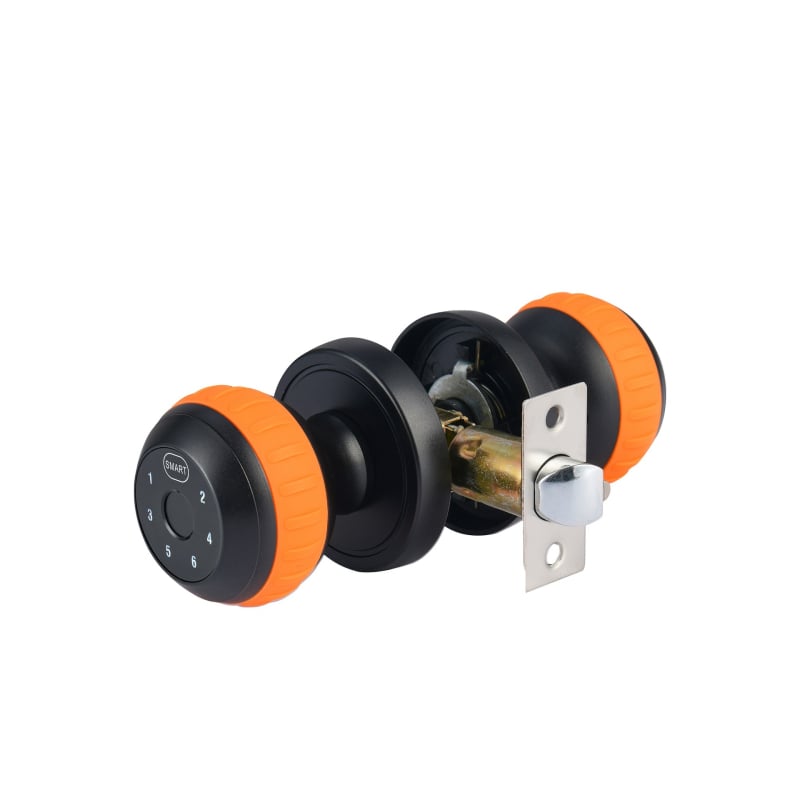 Σφαιρικό έξυπνο κλείδωμα με αποτυπώματα για ξύλινη πόρτα — εσωτερική πρόσβαση με κωδικό και κλειδί, DC τροφοδοσία, μοντέλο 530-DZML, αποθήκευση 15 αποτυπωμάτων, >100000 ανοίγματα, σάρωση σε 0,01 s, -20 έως 60°C