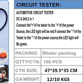 Car Laisi Τεστ Τάσης Αυτοκινήτου – Ηλεκτρικός Ελεγκτής Αυτοκινήτων και Εντοπιστής Κυκλωμάτων, 6–24 V