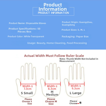 Jednokratne PVC rukavice bez pudera, u prozirnoj kutiji, 50 komada, za salone ljepote i tetovaže