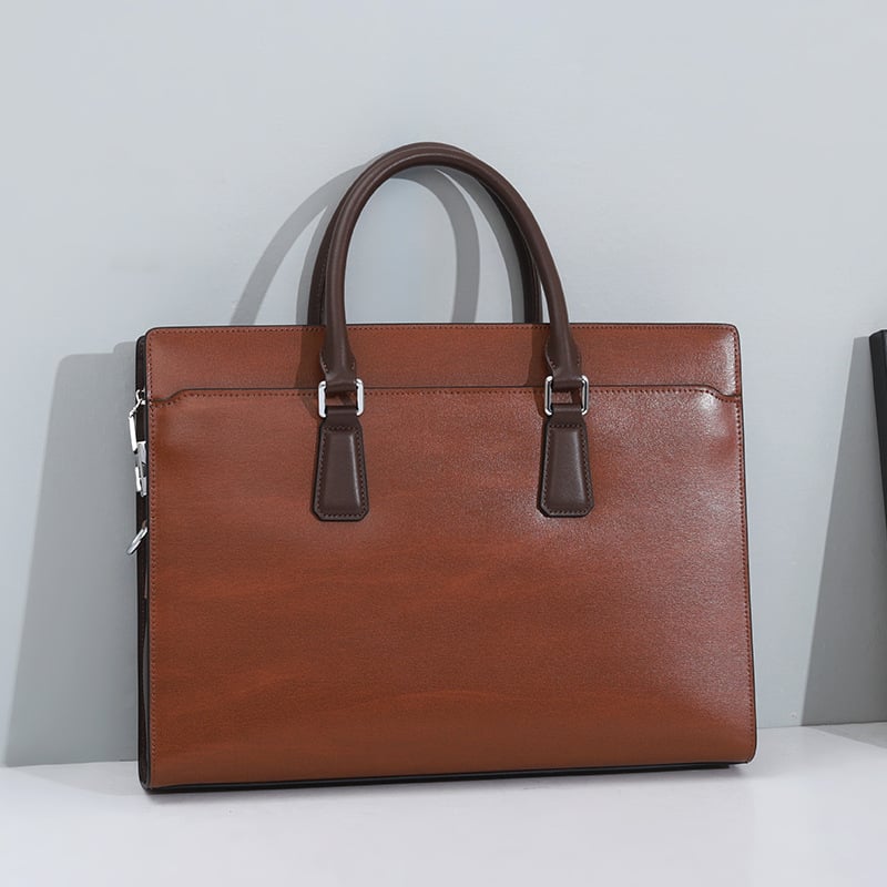 Üzleti táska, valódi bőr (felső réteg marhabőre), egyszínű mintázat, poliészter bélés, vízálló