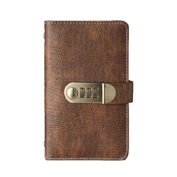 Bilježnica s ovitkom od imitacije kože u krokodilskom uzorku, zaključavanje lozinkom, veza s labavim listovima, papir 40 gsm, 50–100 stranica