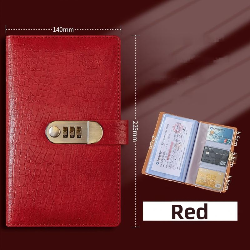 Bilježnica s ovitkom od imitacije kože u krokodilskom uzorku, zaključavanje lozinkom, veza s labavim listovima, papir 40 gsm, 50–100 stranica