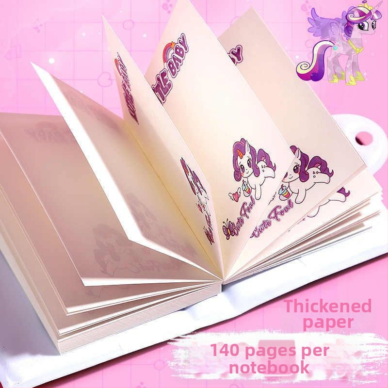 Zapisnik za lozinke s zaključavanjem - sladak crtani dizajn My Little Pony, PVC korica, žičano povezivanje, papir od sirovog drvenog pulpa, 50-100 stranica, uredski stil